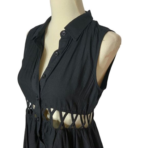 STARING AT STARS UO black lattice button front tunic dress size XS - Picture 2 of 11